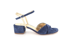 MARIANNE ISAKO:BLEU/MARINE/OR/Cuir Velours/Cuir/Cuir