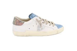  PRSX LOW WOMAN GLITTER<br>BLANC BLANC CIEL Cuir Textile Cuir Cuir