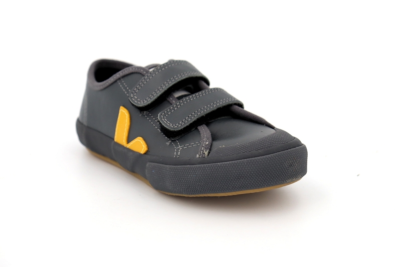 Veja  enf baskets guris leather velcro gris5024401_2