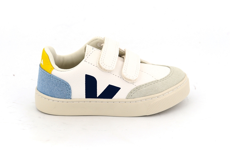 Veja  enf baskets small v12 velcro blanc