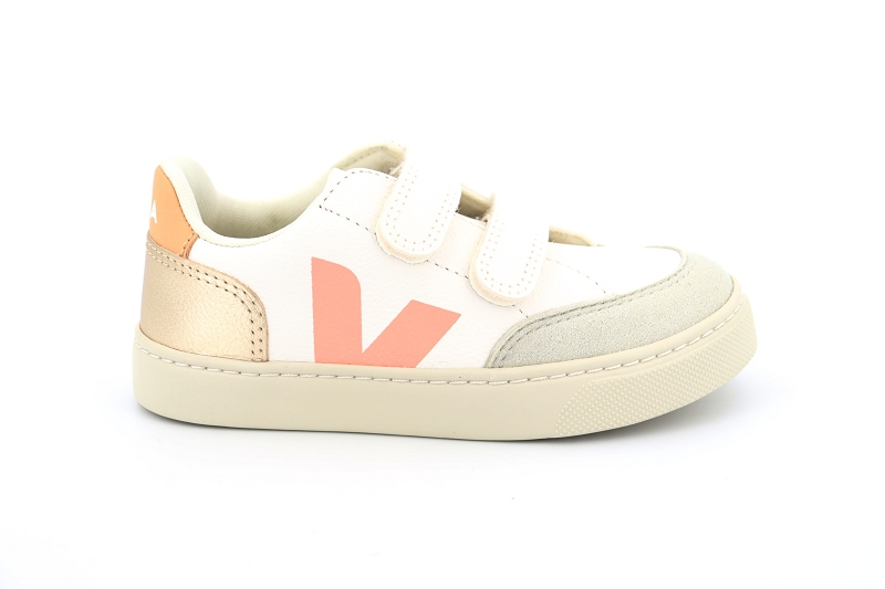 Veja  enf baskets small v12 velcro blanc