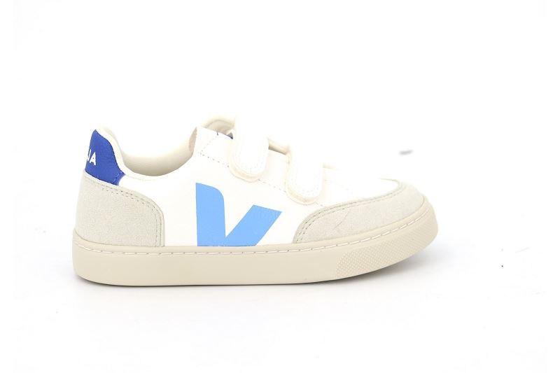 Veja  enf baskets small v12 velcro blanc