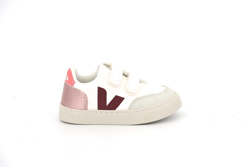 Veja  enf baskets small v12 velcro blanc