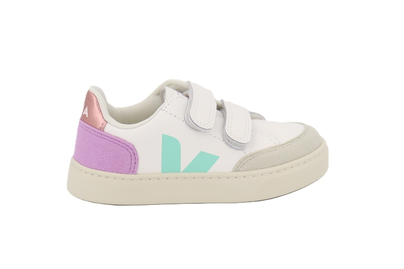 Veja  enf baskets small v12 velcro blanc