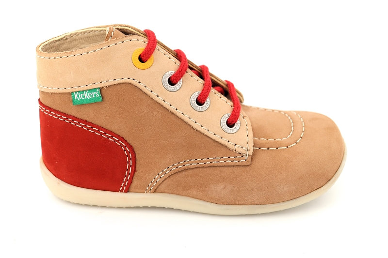 Kickers enf chaussures a lacets bonbon 2 beige