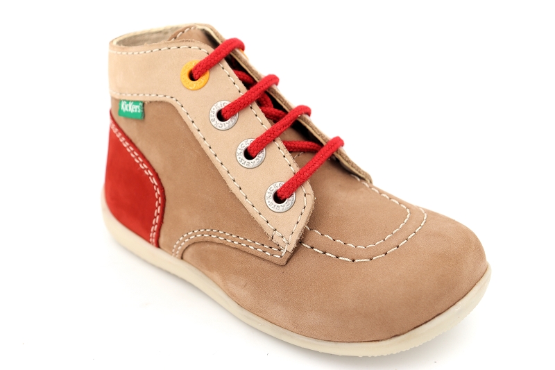 Kickers enf chaussures a lacets bonbon 2 beige6497403_2