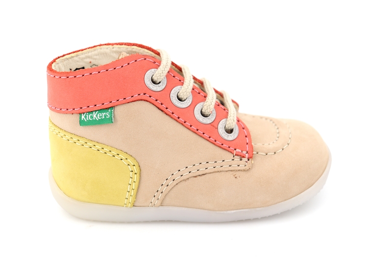 Kickers enf chaussures a lacets bonbon 2 beige