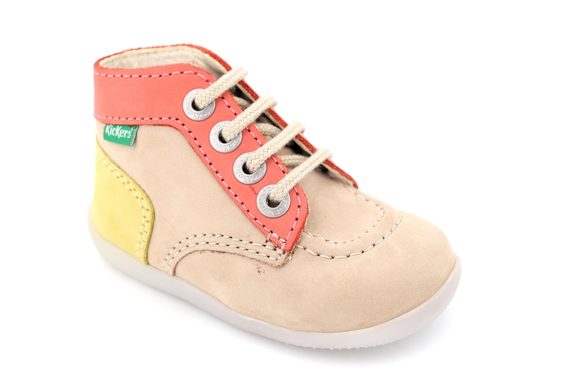 Kickers enf chaussures a lacets bonbon 2 beige6497405_2