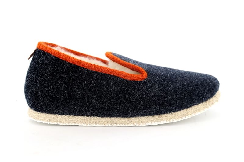 Chausse mouton chaussons pantoufles tweed bleu