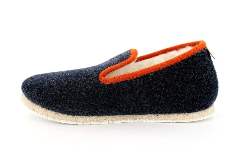 Chausse mouton chaussons pantoufles tweed bleu7557801_3