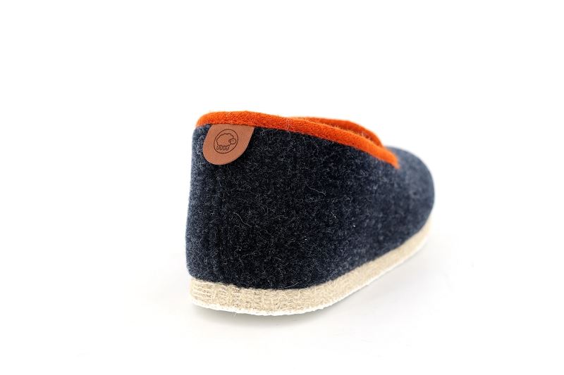 Chausse mouton chaussons pantoufles tweed bleu7557801_4