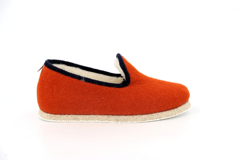 Chausse mouton chaussons pantoufles tweed orange