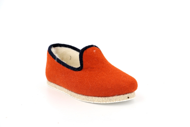 Chausse mouton chaussons pantoufles tweed orange7557802_2