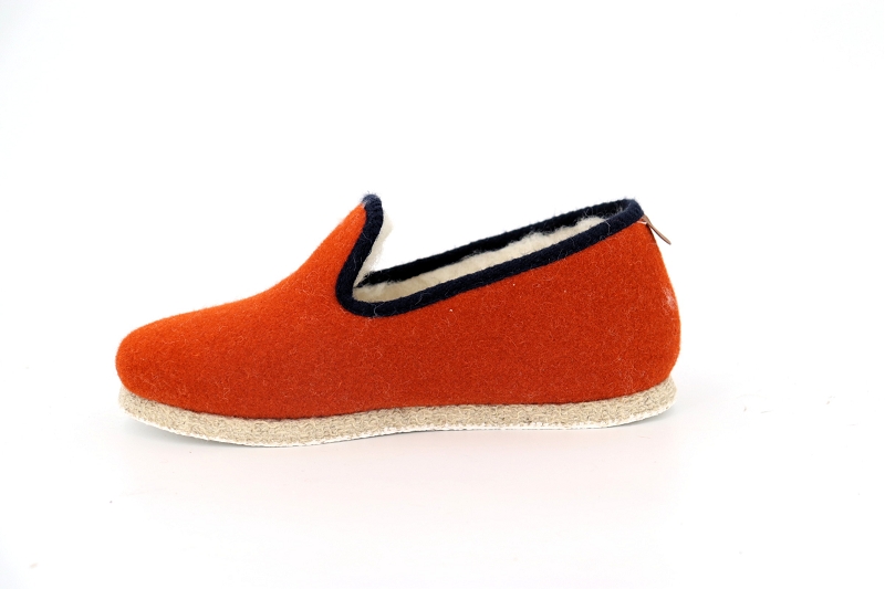 Chausse mouton chaussons pantoufles tweed orange7557802_3