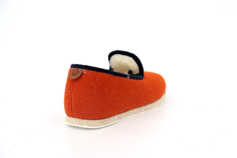 Chausse mouton chaussons pantoufles tweed orange7557802_4