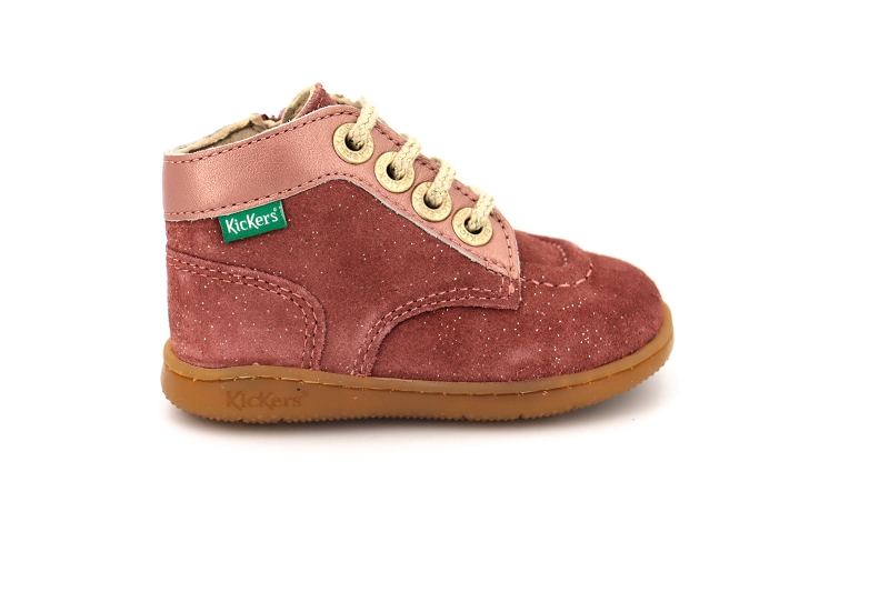 Kickers enf chaussures a lacets kick bonzip rose