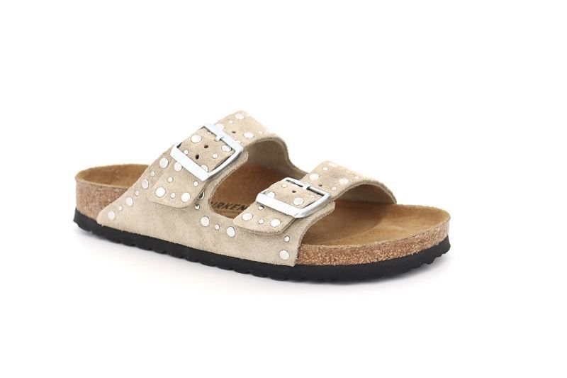 Birkenstock mules et sabots arizona rivet suede beige7780601_2