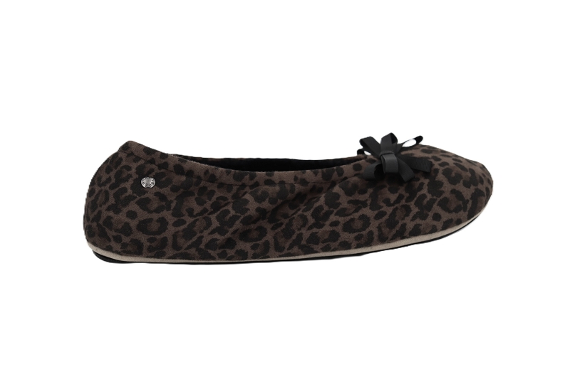 Isotoner chaussons pantoufles leopard marron