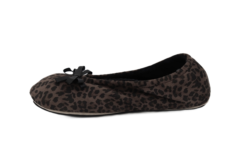 Isotoner chaussons pantoufles leopard marron7844801_3