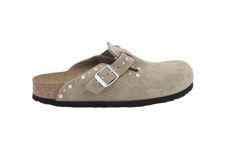 Birkenstock mules et sabots boston rivet suede beige