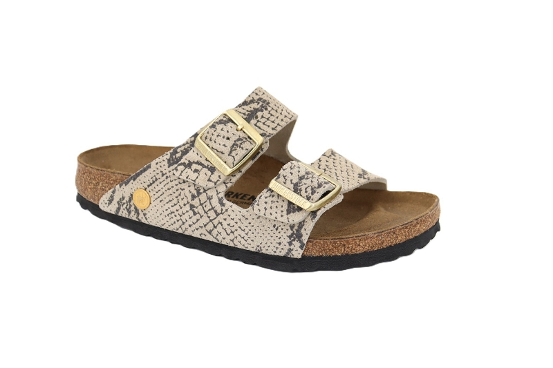 Birkenstock mules et sabots arizona suede print snake gris7902201_2