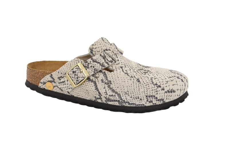 Birkenstock mules et sabots boston suede print snake gris7903301_2