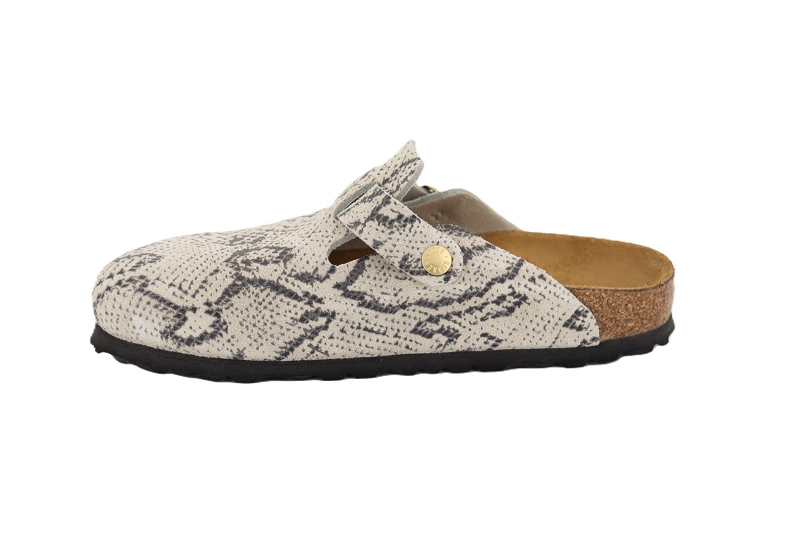 Birkenstock mules et sabots boston suede print snake gris7903301_3
