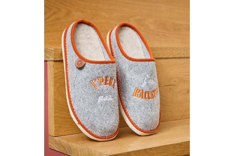 Chausse mouton chaussons pantoufles calou raclette gris9506301_6