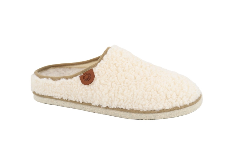 Chausse mouton chaussons pantoufles calou lainey blanc9506401_2