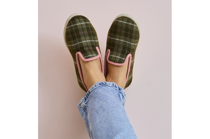 Chausse mouton chaussons pantoufles inver vert9506601_6