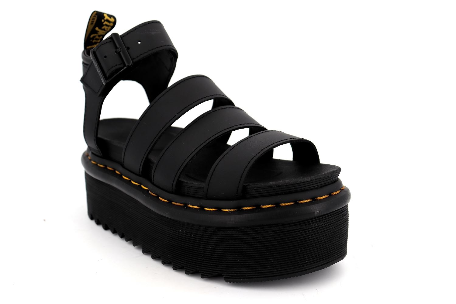 Rue de la Chaussure Doc martens sandales nu pieds blaire quad noir femme
