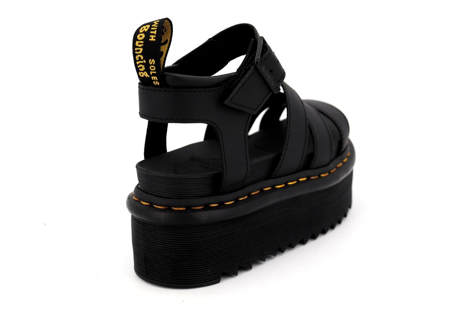Rue de la Chaussure Doc martens sandales nu pieds blaire quad noir femme