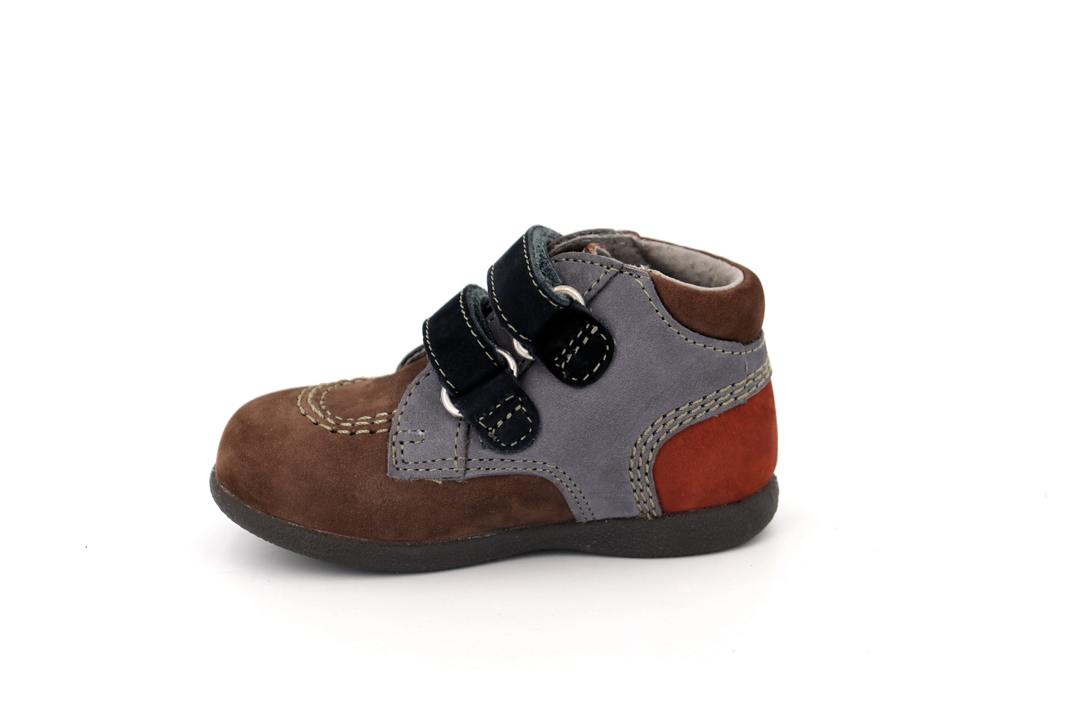 Rue de la Chaussure Kickers enf chaussures a scratch babyscratch marron garcon
